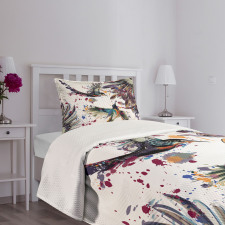 Lily Birds Watercolor Bedspread Set