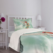 Bird with Flower Branch Bedspread Set