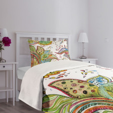 Leaves Flowers Hearts Bedspread Set