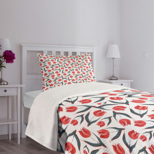 Vintage Inspired Tulips Bedspread Set