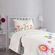 Floral Cartoon Art Bedspread Set