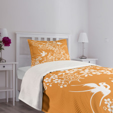 Japanese Tree Birds Art Bedspread Set