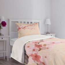 Pink Cherry Blossoms Bedspread Set