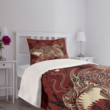 Japanese Dragon Doodle Bedspread Set