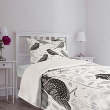 Birds and Floral Patterns Bedspread Set