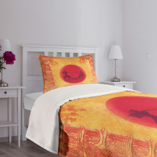 Ninjas Vintage Sunset Bedspread Set