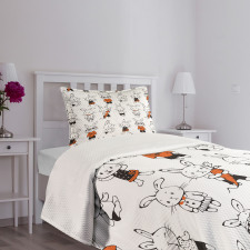 Retro Bunny Rabbits Bedspread Set
