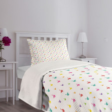 Rainbow Colored Swans Bedspread Set