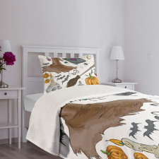 Pumpkin Skull Bedspread Set