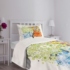 Flowers 4 Season Theme Bedspread Set