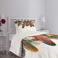 Vibrant Feathers Boho Bedspread Set