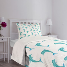 Jumping Dolphin Mammals Bedspread Set