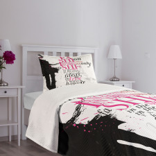 Paris Girl Words Bedspread Set