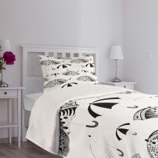 Ornate Umbrellas Bedspread Set