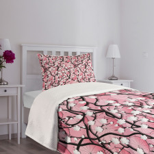 Sakura Tree Umbrellas Bedspread Set
