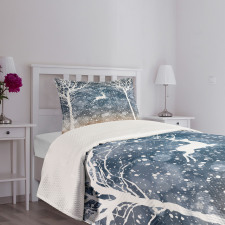 Flying Deer Ombre Snow Bedspread Set