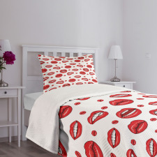 Woman Lips with Gestures Bedspread Set