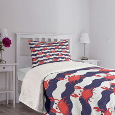 Crabs on Striped Bedspread Set