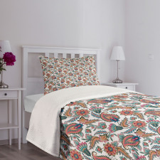 Motifs with Flower Leafs Bedspread Set