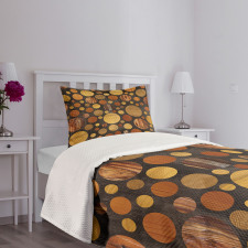 Brown Abstract Circles Bedspread Set