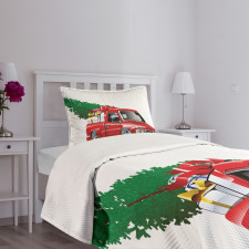 Red Farm Truck Bedspread Set