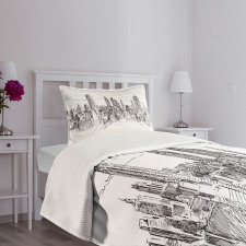 Sketchy NYC Cityscape Bedspread Set