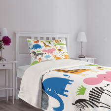 Safari Giraffe Elephant Bedspread Set