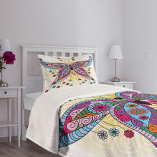 Spring Flowers Butterfly Bedspread Set
