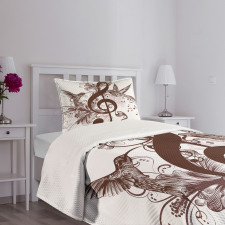 Floral Design with Birds Bedspread Set