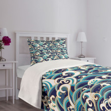 Ocean Waves Pattern Bedspread Set