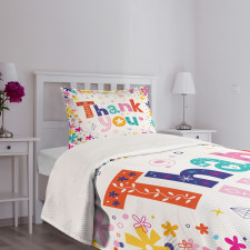 Words with Blossoms Bedspread Set