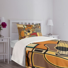 Geometric Guitar Funky Bedspread Set