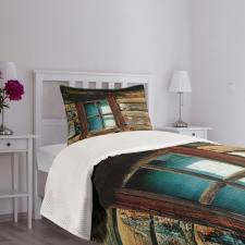 Wooden Pattern Window Bedspread Set