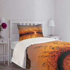 Lake Sunset Photo Scene Bedspread Set