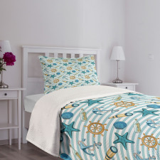 Anchor Wheel Starfish Bedspread Set