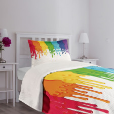 Rainbow Colored Paint Bedspread Set