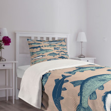 Vintage Seafood Composition Bedspread Set