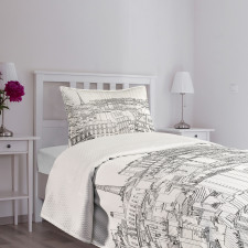 Roofs in Paris and Eiffel Bedspread Set