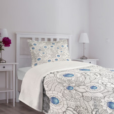 Flowers with Blue Dots Bedspread Set