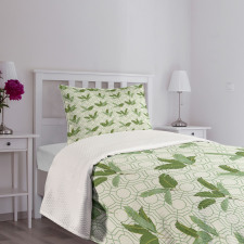 Palm Leaves Geometric Bedspread Set