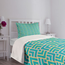 Art Deco Square Lines Bedspread Set