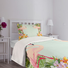 Tropic Flowers Animals Bedspread Set