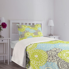 Pastel Folk Style Flower Bedspread Set