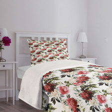Watercolor Pink Roses Bedspread Set