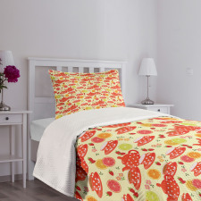 Cup with Dots and Fruits Bedspread Set