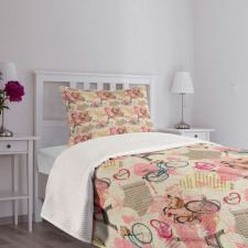 Abstract French Landmarks Bedspread Set