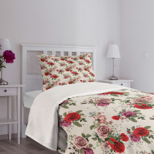 Romantic Flowers Leaves Bedspread Set