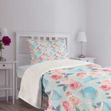 Flowers Roses Teapot Bedspread Set