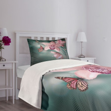 Orchid Flower Butterfly Bedspread Set