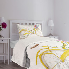 Bicycle with Flowers Bedspread Set